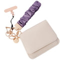 Scrunchie Wristlet Keychain Gift Set for Women with Small RFID Wallet Keychain, Stretchy Key chain with Phone Tether Tab - color: Royal Purple