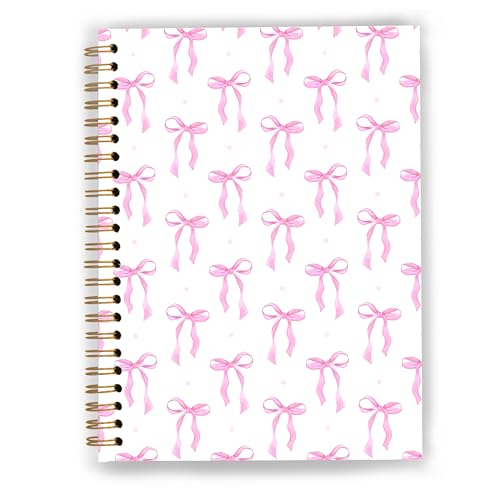 Pink Coquette Bow Notebook, Coquette Preppy Aesthetic Journal for Women, Girly Preppy Office Supplies, Cute Pink Ribbon Bow Spiral Notebook Journal 5.5x8.3 - color: Color 02