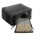 Crweety 50 Pcs Organza Bags 3x4, Black Small Mesh Gift Bags Drawstring Bulk - color: Black