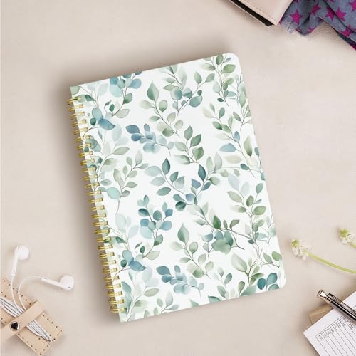 Cute Spiral Notebook Lined Journal B5 Note Book with Pocket, Spring - color: Spring Leaves
