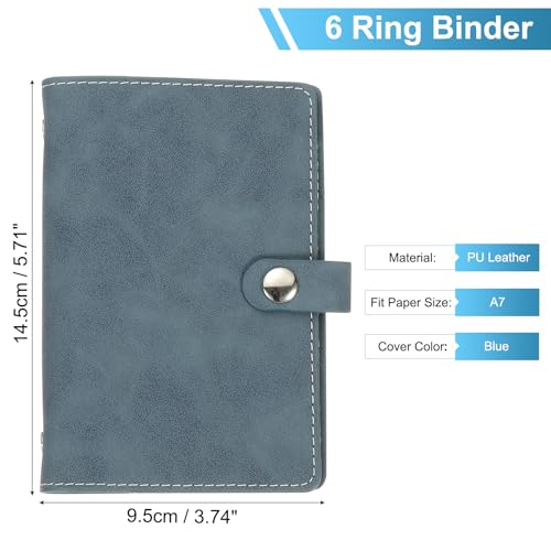 PATIKIL A7 PU Leather Binder Cover 6 Ring Loose Leaf Blue - color: Blue, size: A7