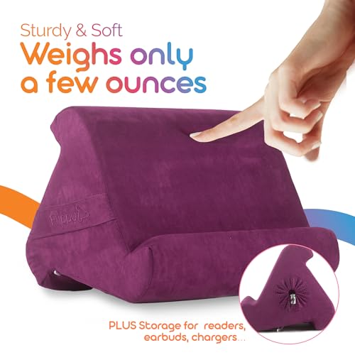 Flippy Original Tablet Pillow Stand & iPad Holder, Gift for Book Lovers & Readers, Multi-Angle Stand with Storage for Lap, Desk & Bed, Compatible with Kindle, Fire, iPad & Samsung, Orchid You Not - color: Orchid You Not 4.0
