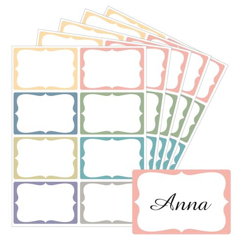 Starboling Name Tag Stickers, 200 Pcs 3"x2" Multicolor Plain Labels With Colorful Border for Office, Meeting, School and Home - color: Multicolor