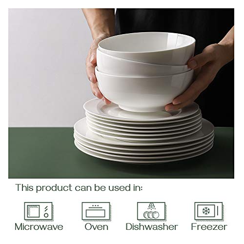 DOWAN Soup Bowls, Ramen Bowl for Noodle, 39 Ounce large Cereal Bowls for Kitchen, 7 Inches Centerpiece Bowls, Microwave and Dishwasher Safe, White - size: 7 inches