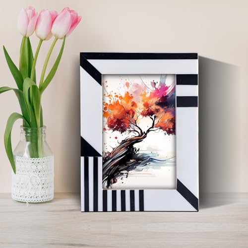 Handicrafts Home Handmade Resin Inlay Modern Black White Picture Frame, 6x4 - color: SILHOUETTE-SHAPE., size: 4X6
