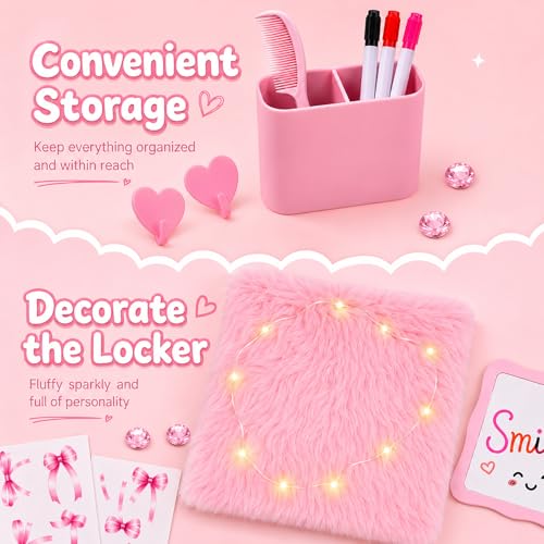 20 PCS Pink Locker Accessories Kit Back to School for Girls