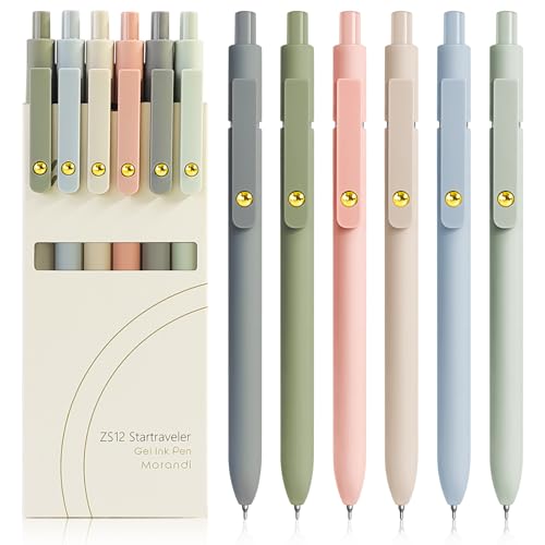 YOXMJDB Gel Pens, 6 Pcs 0.5mm Fine Point Smooth Writing Pens Cute Pens, High-End Series Black Ink Pens for Journaling Note Taking, School Office Supplies for Women Men (6 Pcs Gold Morandi) - color: 6 Pcs Gold Morandi
