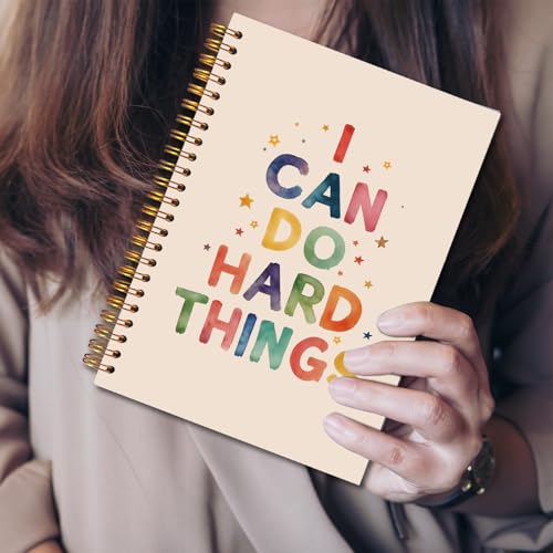 JINYO I Can Do Hard Things Inspirational Notebook, Motivational Positive Notebooks for Note Taking, Affirmations Journals for Writing, Colorful Aesthetic Spiral Notebook 5.5x8.3 Inch - color: white I Can Do Notebook