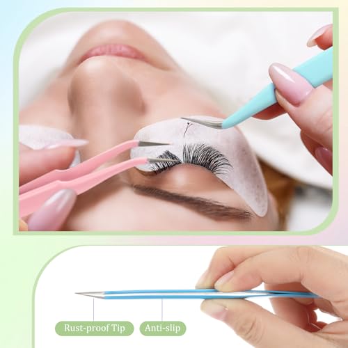 Honoson 9 Pcs Curved Pointed Craft Tweezers Precision Tweezer,Macaron Colors - color: Macaron Colors