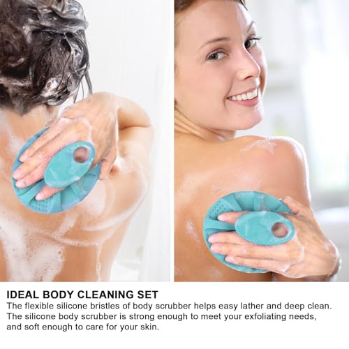 INNERNEED Silicone Body Cleansing Brush Exfoliating Scrubber, Dark Green - color: Dark Green