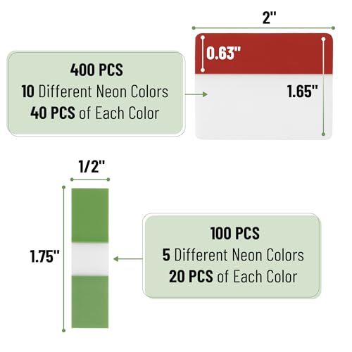 Mr. Pen- Sticky Index Tabs, 500 Pcs, 21 Sets, Colorful - color: Jewels