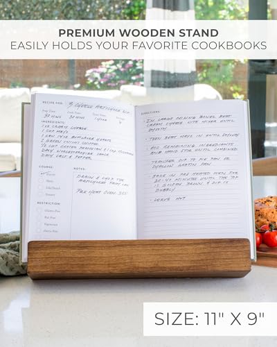 Beautiful Cookbook Stand for Your Kitchen Counter - Solid Wood, Fits iPad