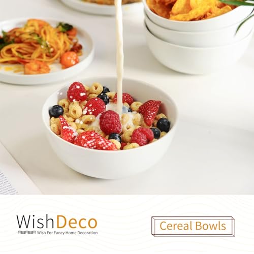 WishDeco Cereal Bowls Set of 4, White Soup Bowls 20 oz / 6 inch - size: 20 oz