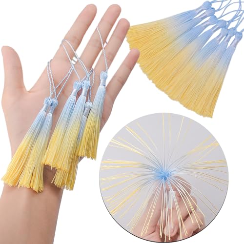 50Pcs 5 Inch Bulk Bookmark Tassel Kit for Graduation, Keychain(Blue Beige) - color: Blue&beige