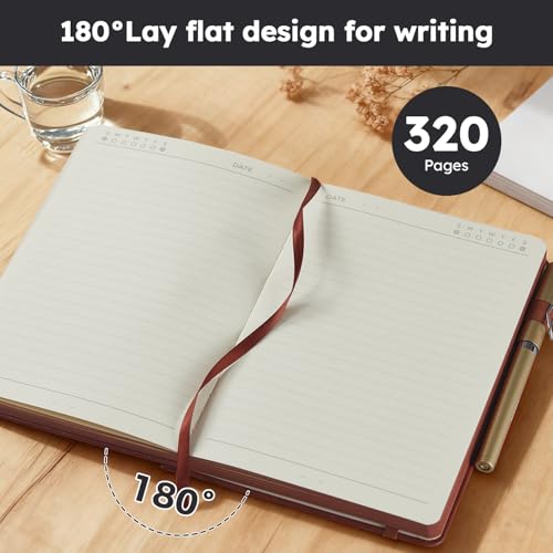 FOCUS DAY Lined Journal Notebook, A5 size (5.7'' X 8.4''), 320 Pages 100GSM Thick Paper, Leather Hardcover, for Women Men, Writing, Note Taking, Personal Diary, Travel Journal - color: 12.black, size: A5