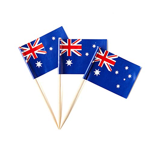 mflagperft Australia Toothpick Flags 100 Pack,Mini Australian Flag Picks - color: Australia