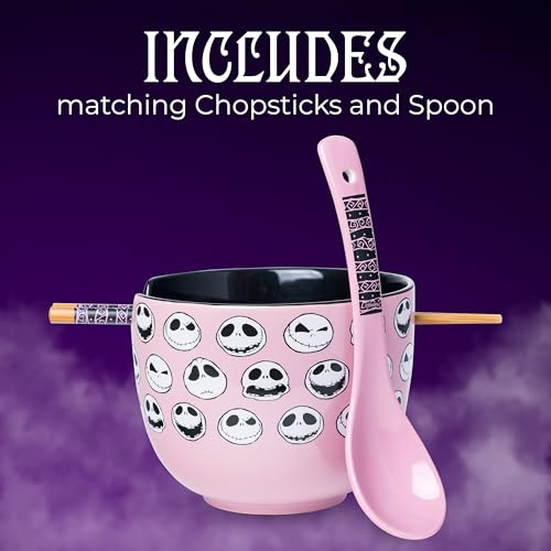 Silver Buffalo Nightmare Before Christmas Emotions, Ramen Bowl, 20oz - color: Nightmare Before Christmas Jack's Different Emotions Spoon, size: 20 Ounces (With Spoon)