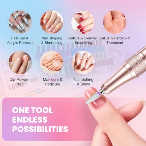 Electric Nail Drill 50000RPM, Professional Nail File Machine - color: Pastel Pink