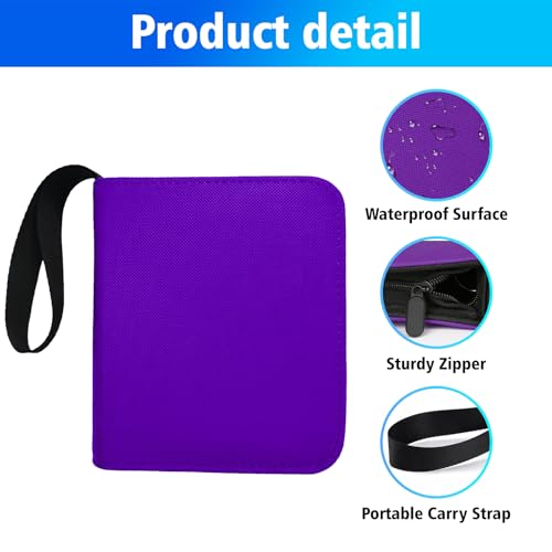 Mini Trading Card Binder for 80+ Cards - Lightweight Portable Top Loading Album with Secure Pockets for TCG, MTG, Baseball, Football, Sports & Game Cards (Purple) - color: Purple