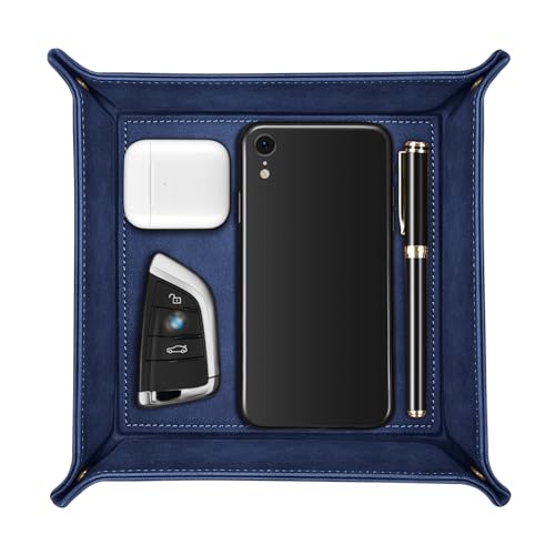 SITHON Valet Tray Desktop Storage Organizer Nightstand Caddy Holder - color: Dark Blue
