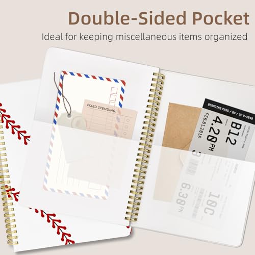 Cute Spiral Notebook Lined Journal B5 Note Book with Pocket, Ball - color: Baseball