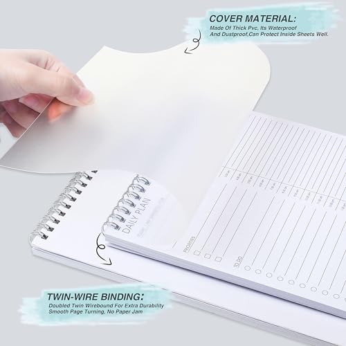 3PC Daily Shedule Planner Half-Hourly Personal Organizer 6.5"x 9.8" - color: 3 PCS White-Hourly-L