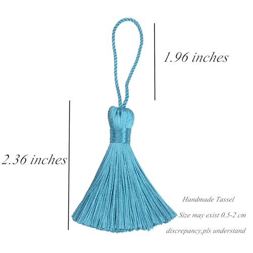 20Pcs 4.3 Inch Silky Mini Craft Tassels for Earrings, Souvenir(P- Blue) - color: Peacock Blue
