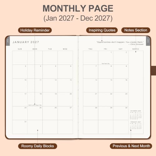 &And Per Se 2027 Planner, 12-Month Monthly & Weekly, 2027 Calendar Planner with 100gsm Paper, A5 Hardcover Faux Leather, 5.7" x 8" (Dark Brown) - color: Dark Brown, size: 5.7" x 8"(Jan 2027-Dec 2027)