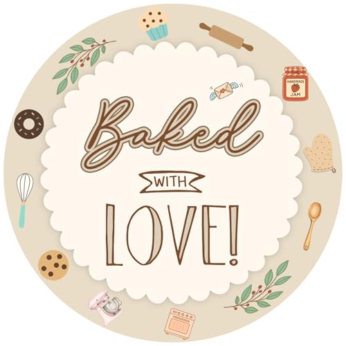 Baked with Love Stickers 120Pcs, 2 Inch Round Baking Labels for Homemade Goods, Bakery Packaging, Cookie Bags, Thank You Gifts, Small Business Packaging & Party Favors (Baked with Love) - style: Baked with Love
