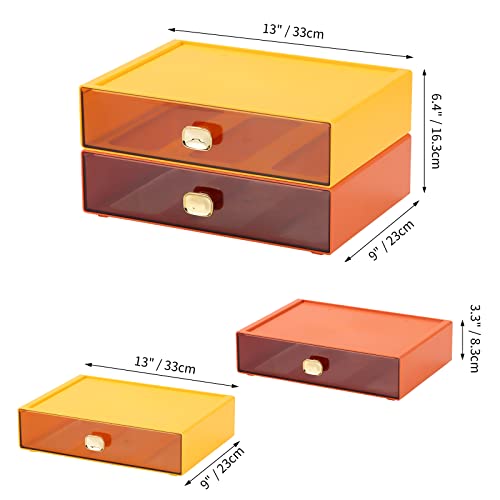 Desktop Storage Drawers, Plastic Countertop Printer Paper Organizer - color: 1 Large Drawer, Yellow