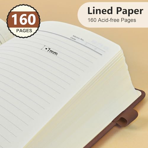 Lined Notebook 5.9"x8.5", Hardcover Leather Journal for Women Men,160 Pages - color: Brown, size: Lined Page