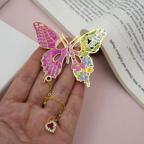 Butterfly Bookmarks for Women,Metal Bookmark,Unique Gifts Book Markers for Women Book Lovers,Teacher Appreciation Gifts,Valentine Mother's Day Christmas New Year Birthday Gift (02-Pink) - color: 02-pink
