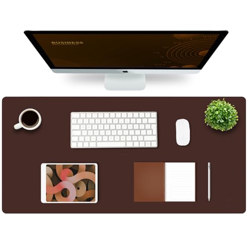K KNODEL Extra Large Desk Mat, Leather Mouse Pad (35.4"x17", Dark Brown) - color: Dark Brown, size: 35.4" x 17"