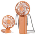 HandFan 2026 𝐔𝐩𝐠𝐫𝐚𝐝𝐞𝐝 Handheld Fan, Hands Free Necklace Fan with lanyard, 8000𝐦𝐀𝐡, 38 Hours Cooling Runtime,180° Foldable (Orange) - color: Clear‑Blade Orange