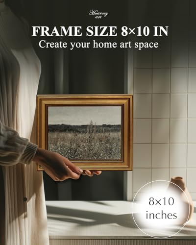 HUARCEY Gold Framed Canvas Wall Art, Vintage Wildflower Prints, 8x10 Inch - color: Champ Fleuri, size: 10"L x 8"W