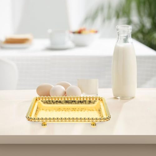 Amosfun Vintage Metal Food Tray 7.08 inch Desktop Serving Dish for Dried Fruit Dessert Snack Candy Appetizer Plate for Family Holidays Weddings Parties