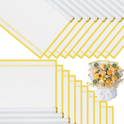 CCIJESW 20 Sheets Flower Bouquet Wrapping Paper White-2 - color: 021-Slightly Transparent White
