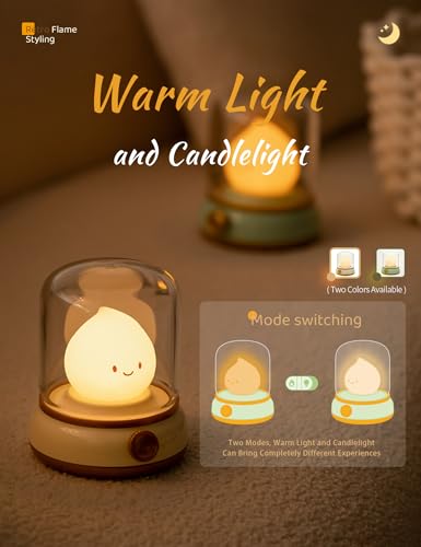 WANIDEA Night Light, Cute Night Light for Kids 2 Pack (Yellow and Green) - color: Flame Yellow and Green
