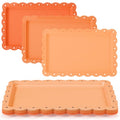 6 Pcs Orange Serving Trays Plastic Food Platters - color: Orange