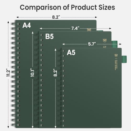 EMSHOI Lined Spiral Journal Notebook, 300 Pages, A5 Size (5.7'' x 8.2'') - color: DGreen, size: A5