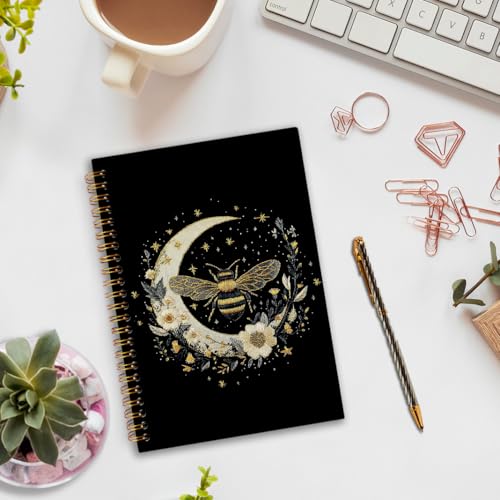 nvucamd Witchy Bee Themed Spiral Notebook, Gothic Bumble Bees Floral Journal Notebook, Witchy Bee Journaling Notebooks for Women, Gothic Bumble Bees Gifts Office Supplies, 5.5x8.3Inch - color: bee floral