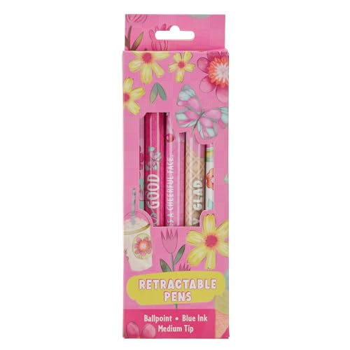 Christian Art Gifts 5 Piece Ballpoint Pen Set, Pink Floral - color: Be Glad/Pink Floral