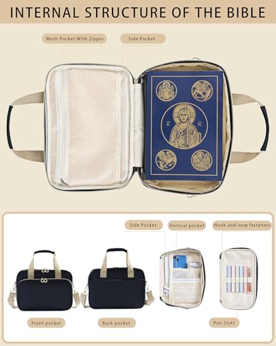 Bible Cover for Women Journaling Kit, Bible Study Case & Christian - Black