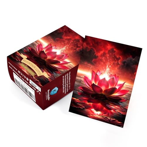 Katomula 100 MTG Card Sleeves with 100 Inner Sleeve, Textured Back Art Sleeves, Fit Standard Size Cards- Mountain Lotus - color: Mountain Lotus