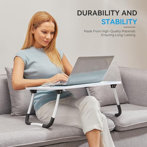 BUYIFY 23" Foldable Lap Desk for Laptop Writing w/Cup Holder Blue - color: Blue