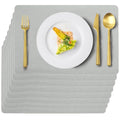 Gray Plastic Placemats Set of 8, Faux Leather Waterproof Table Mats - color: Light Gray