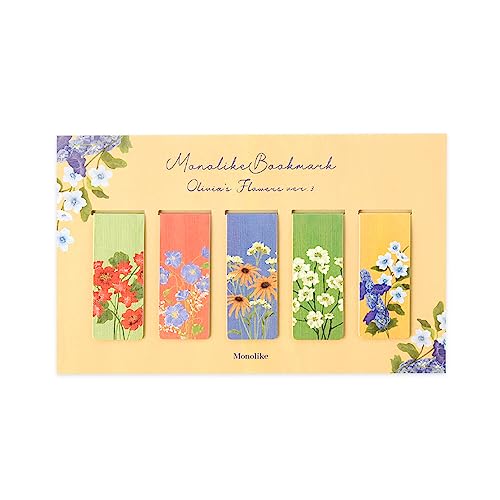 Monolike Magnetic Bookmarks Olivia's Flowers Ver.3, Set of 5 - color: Olivia's Flowers Ver.3