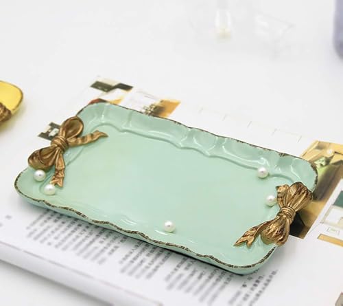 Warmtree Bow Jewelry Tray, Coquette Trinket Dish, Vanity Decor - color: Green