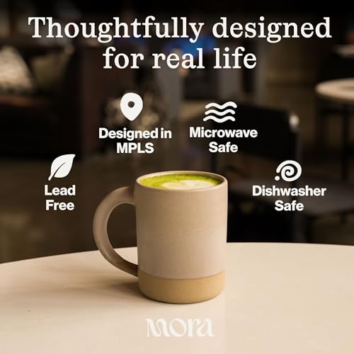 MORA Medium Mugs Set of 4, 16oz Ceramic Pottery Latte Mugs/Coffee Cups - Microwave and Dishwasher Safe - Thyme - color: Thyme