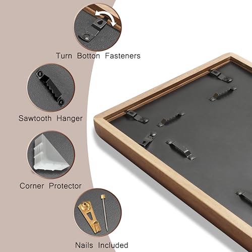 11x17 Picture Frame, USA-Sourced Natural Walnut Wood with Plexiglass, Handcrafted Rounded Corners, Matted to 8x12 Photo, Horizontal and Vertical Gallery Wall Poster Frame - color: Walnut, size: 11X17